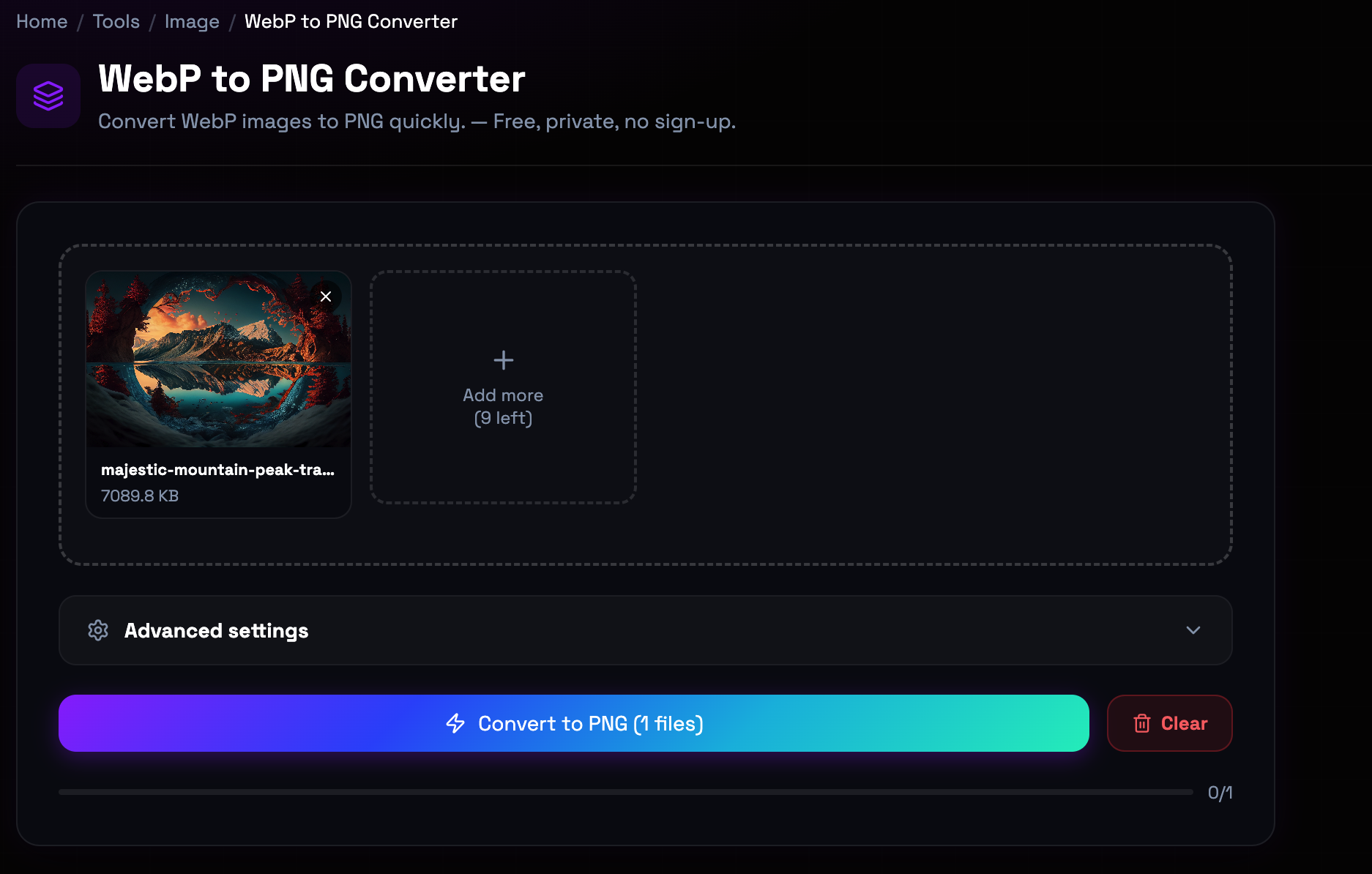 How to use WebP to PNG Converter online — free, fast, and private